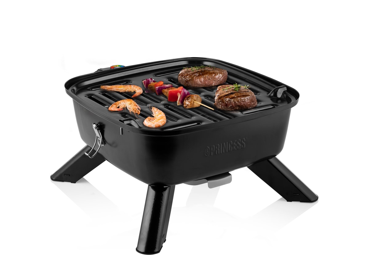 Bärbar hybridgrill 2-i-1 elektrisk eller kol