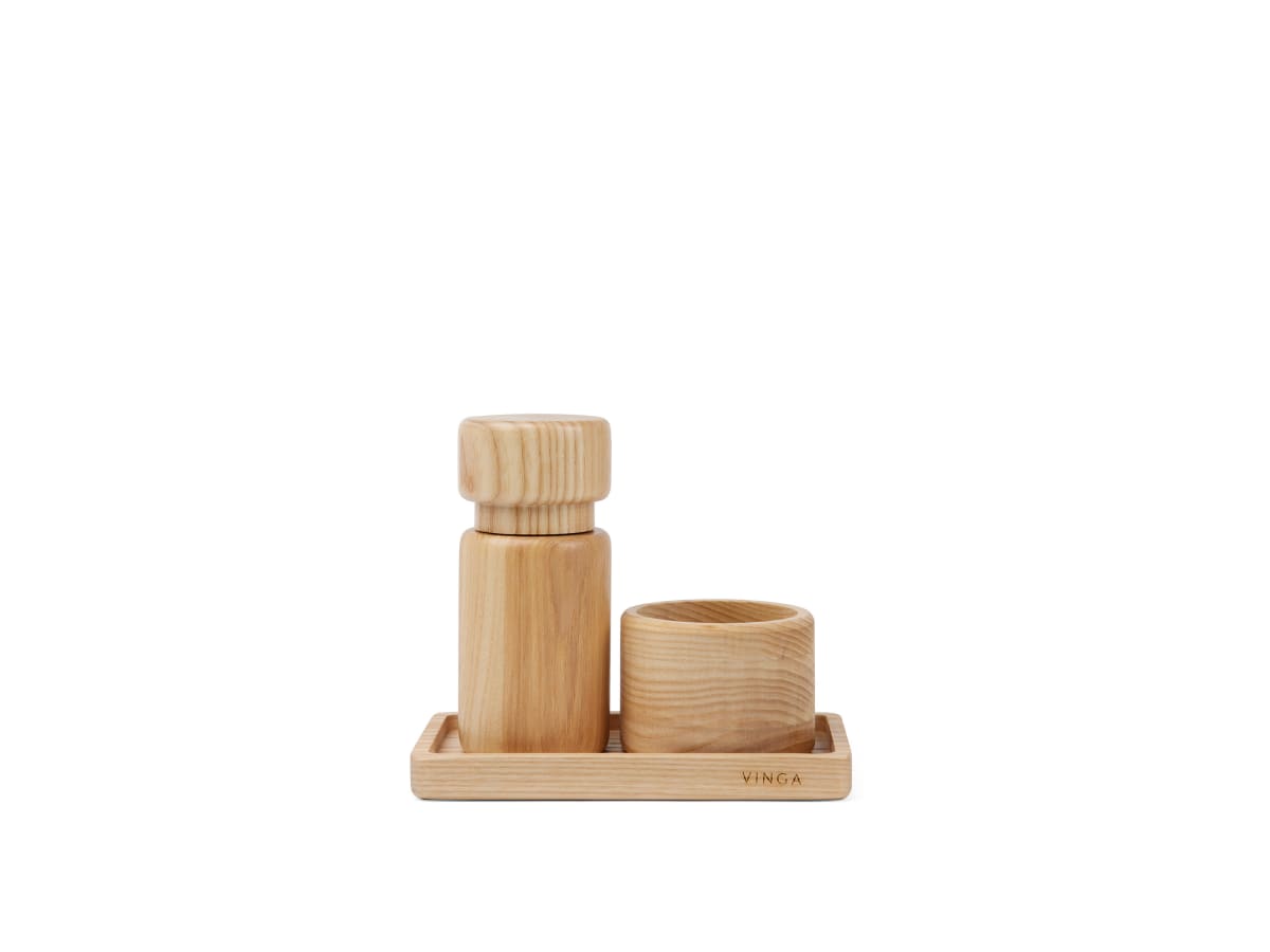 Retro askträ salt & peppar set