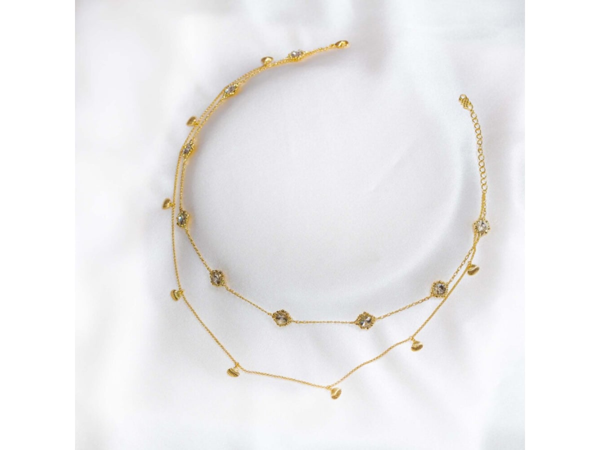 Bonnie halsband - Crystal (Guld)