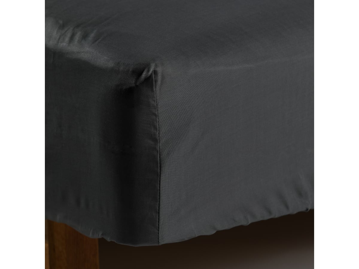 Dra-på-lakan Lyocell Mörkgrå 160x200