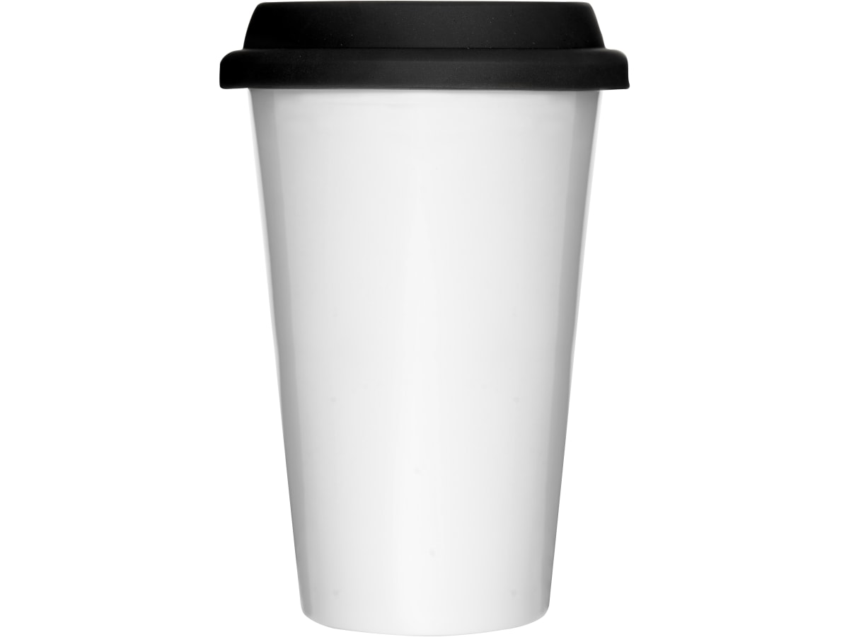 Takeaway-mugg med silikonlock, vit, 25cl