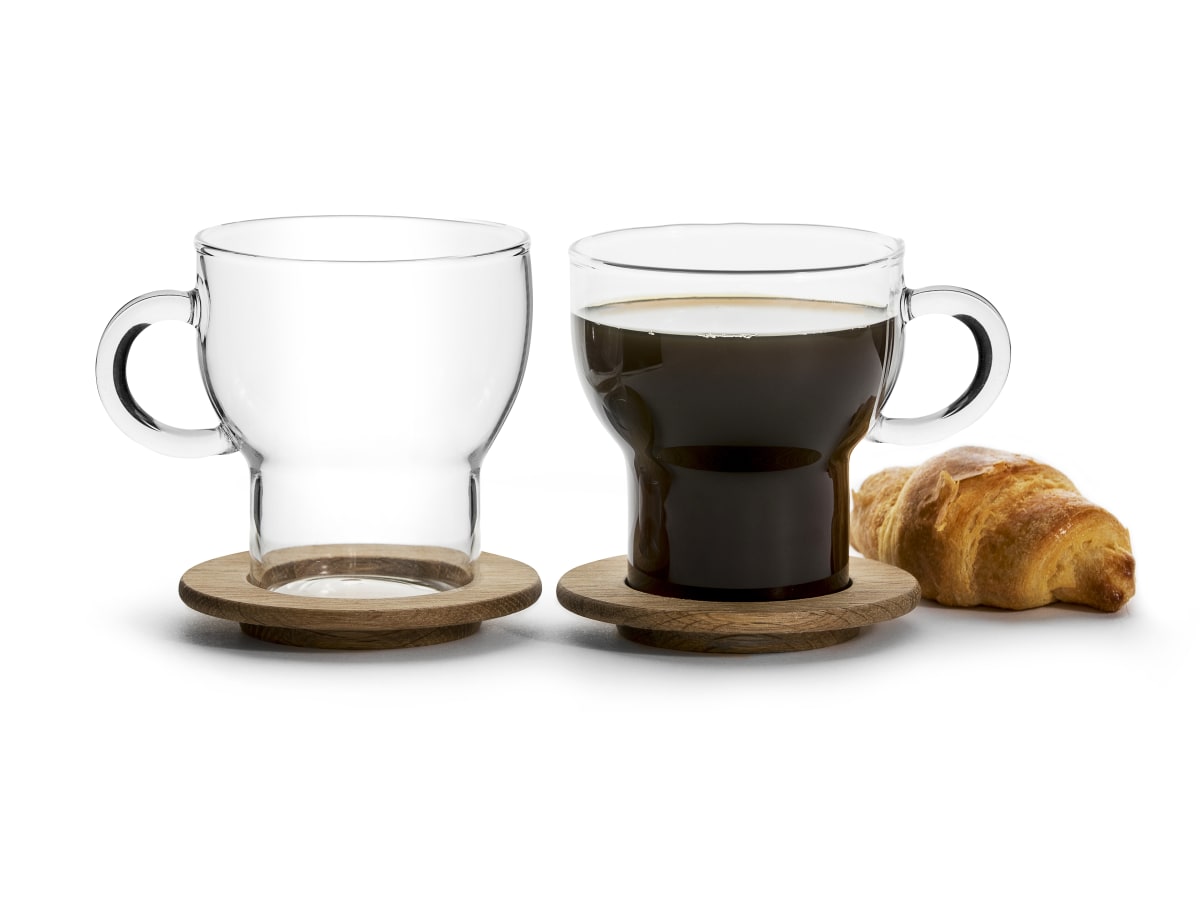 Nature glasmugg med ekunderlägg, 2-pack