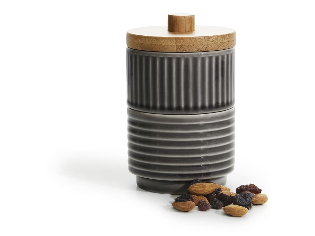 Coffee & More liten skål 2-pack grå med bambulock