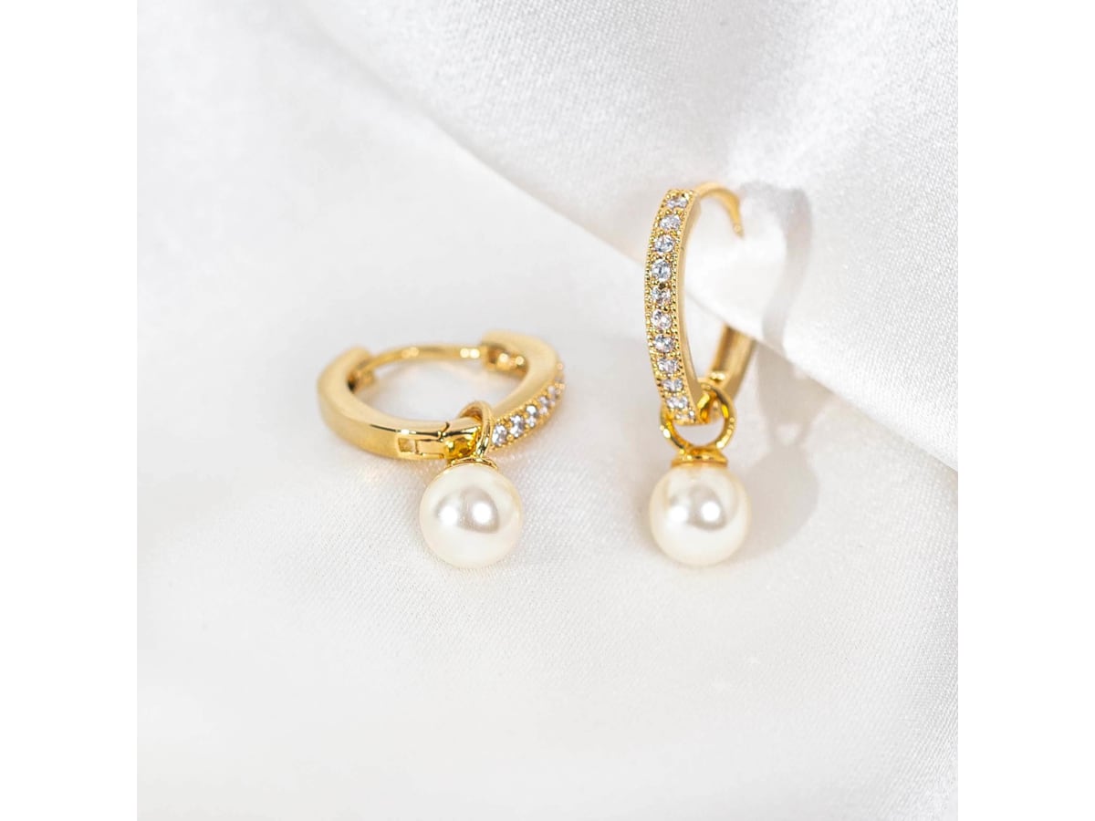Petite Kennedy ringörhänge - Ivory Pearl (Gold)