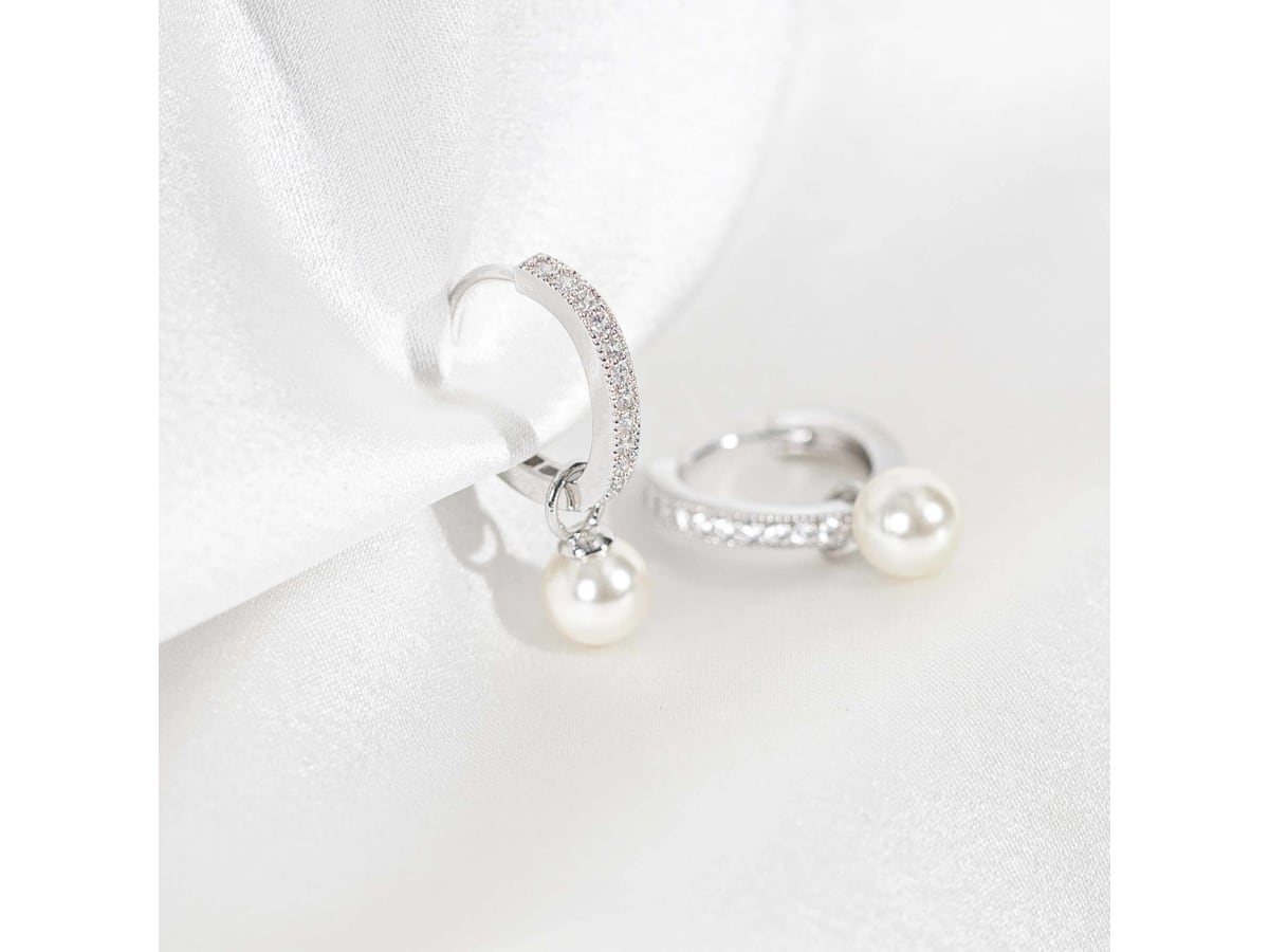 Petiite Kennedy ringörhänge - Ivory Pearl (Silver)