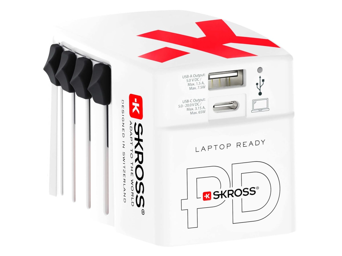 Världsreseladdare AC65PD World USB-A+USB-C PD 65W Jordad