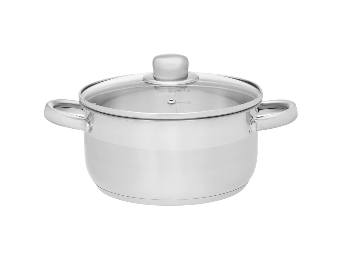 Kastrull Basic i stål med glaslock 6,5 L