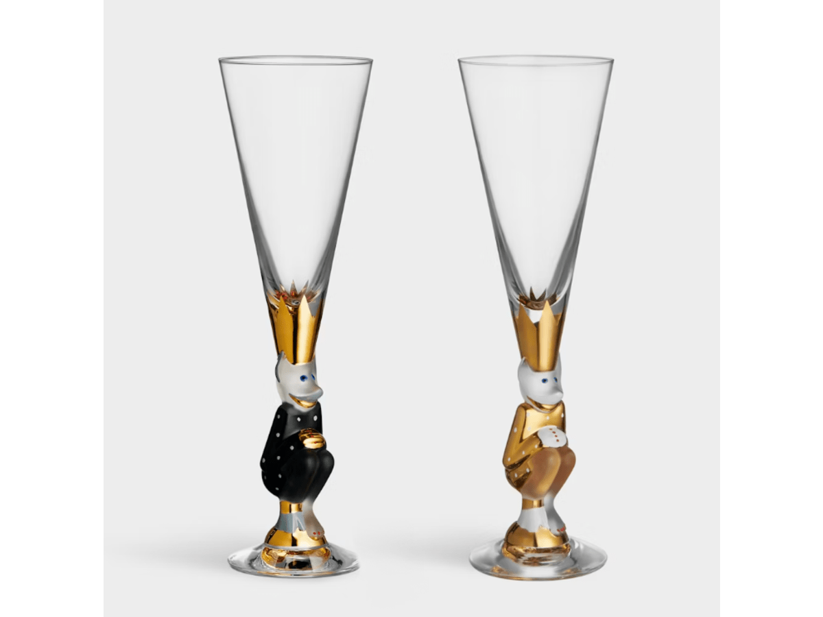 The Sparkling Devil champagneglas i guld och mörkgrå. 2 st.