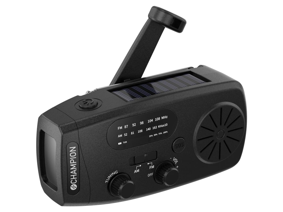 Vevradio med ficklampa och solcell Svart
