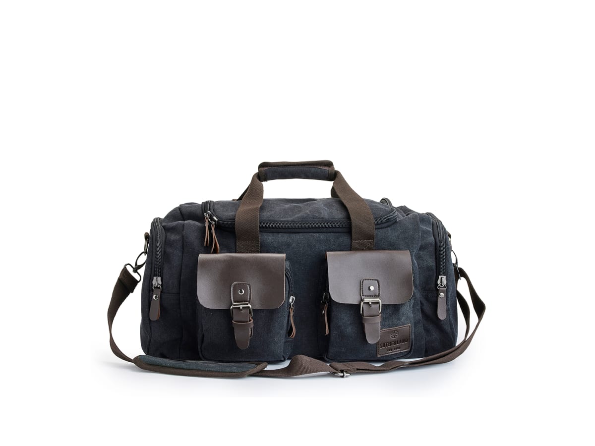 Snygg trendig duffelbag med imitationsläder