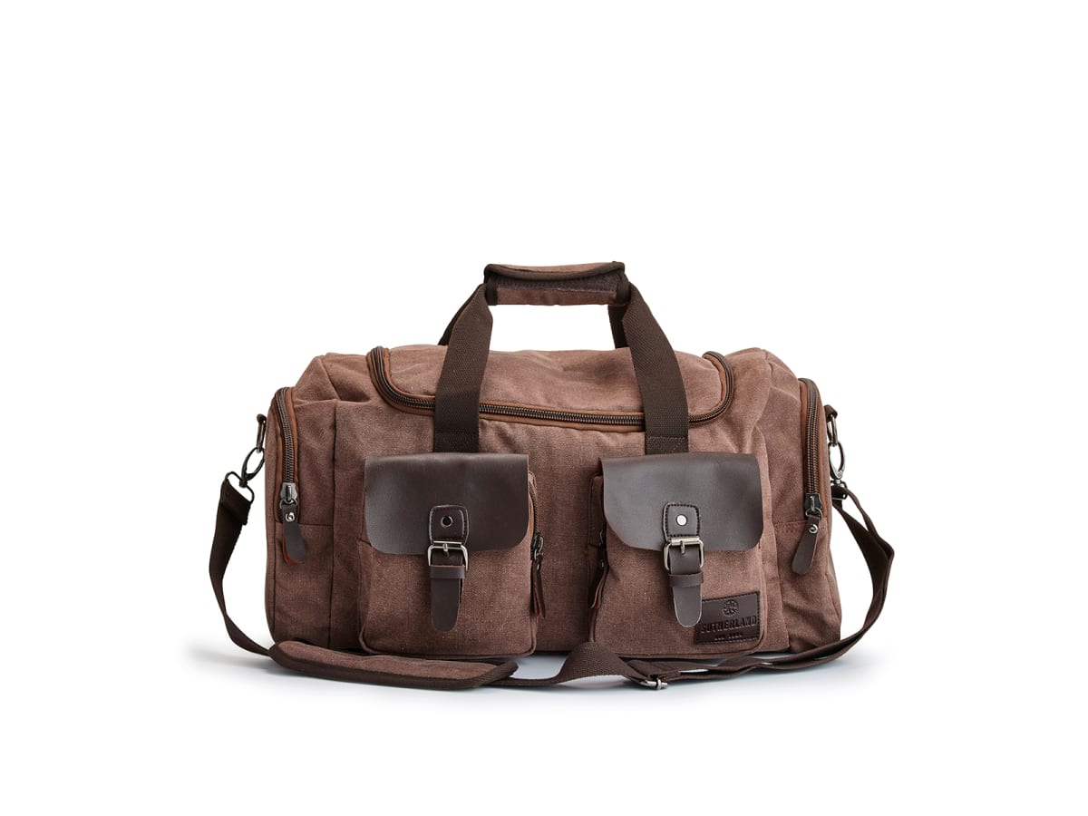 Snygg trendig duffelbag med imitationsläder