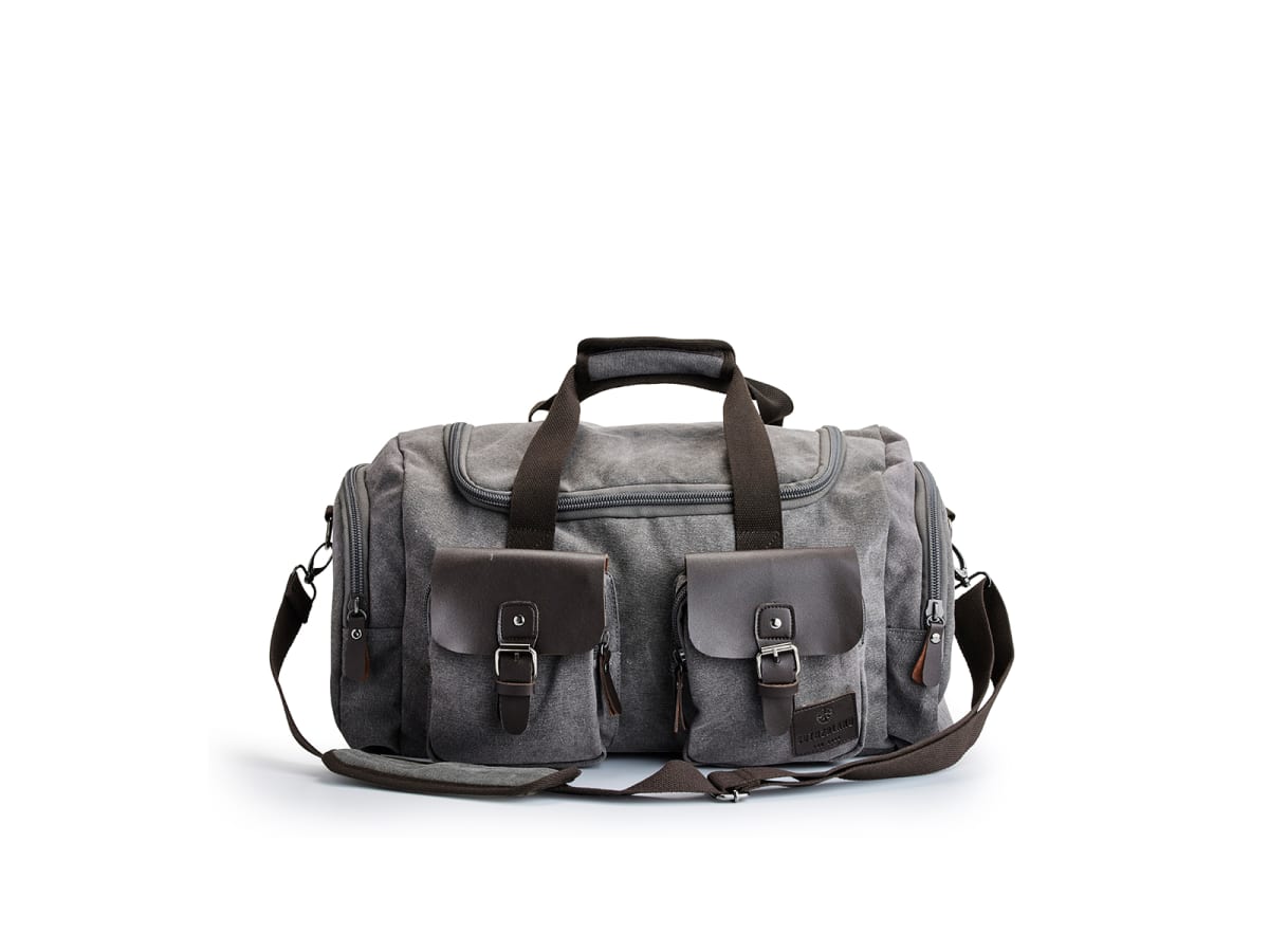 Trendig duffelbag med imitationsläder