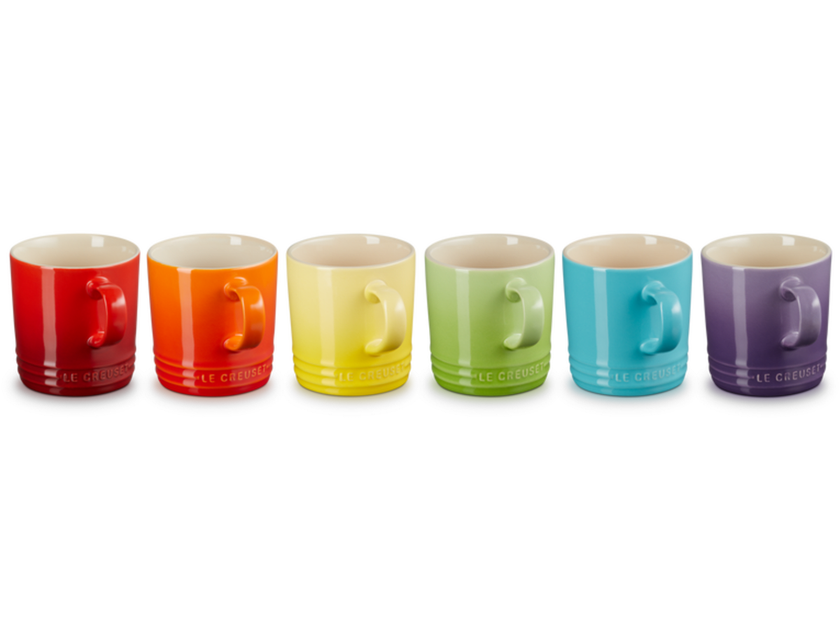 6 st muggar stengods - Rainbow Collection