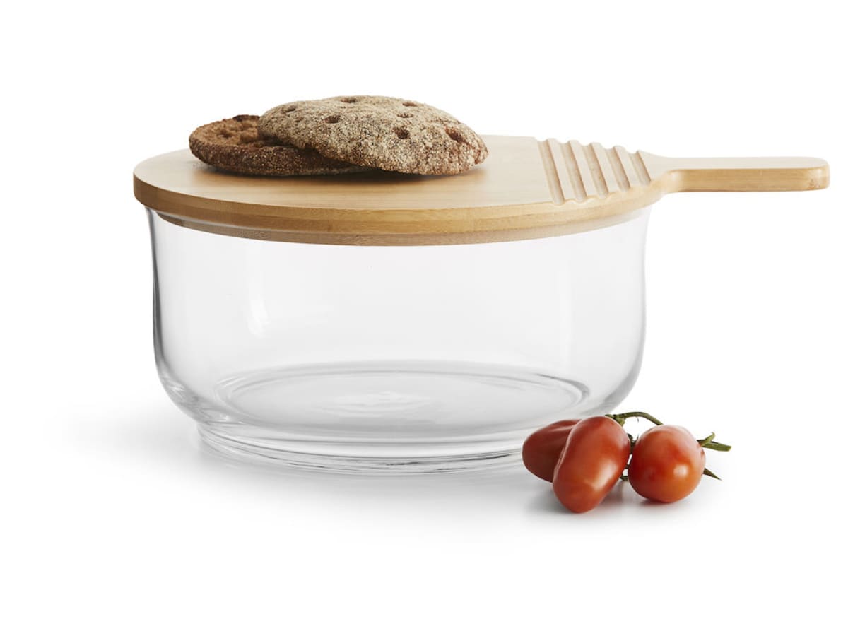 Nature Salladsskål med bambulock/skärbräda