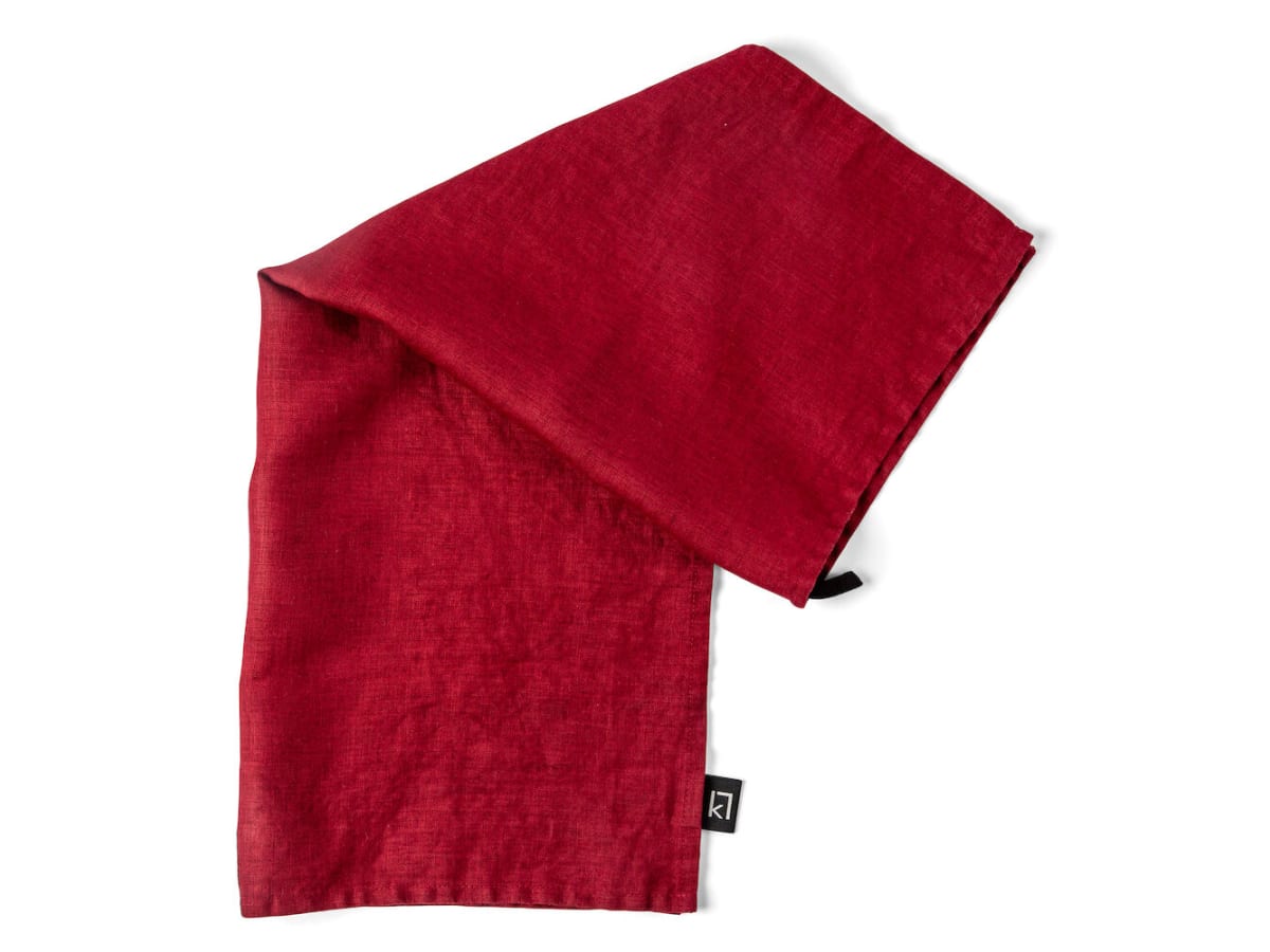 Duk Tvättad Lin Vinröd 145x350