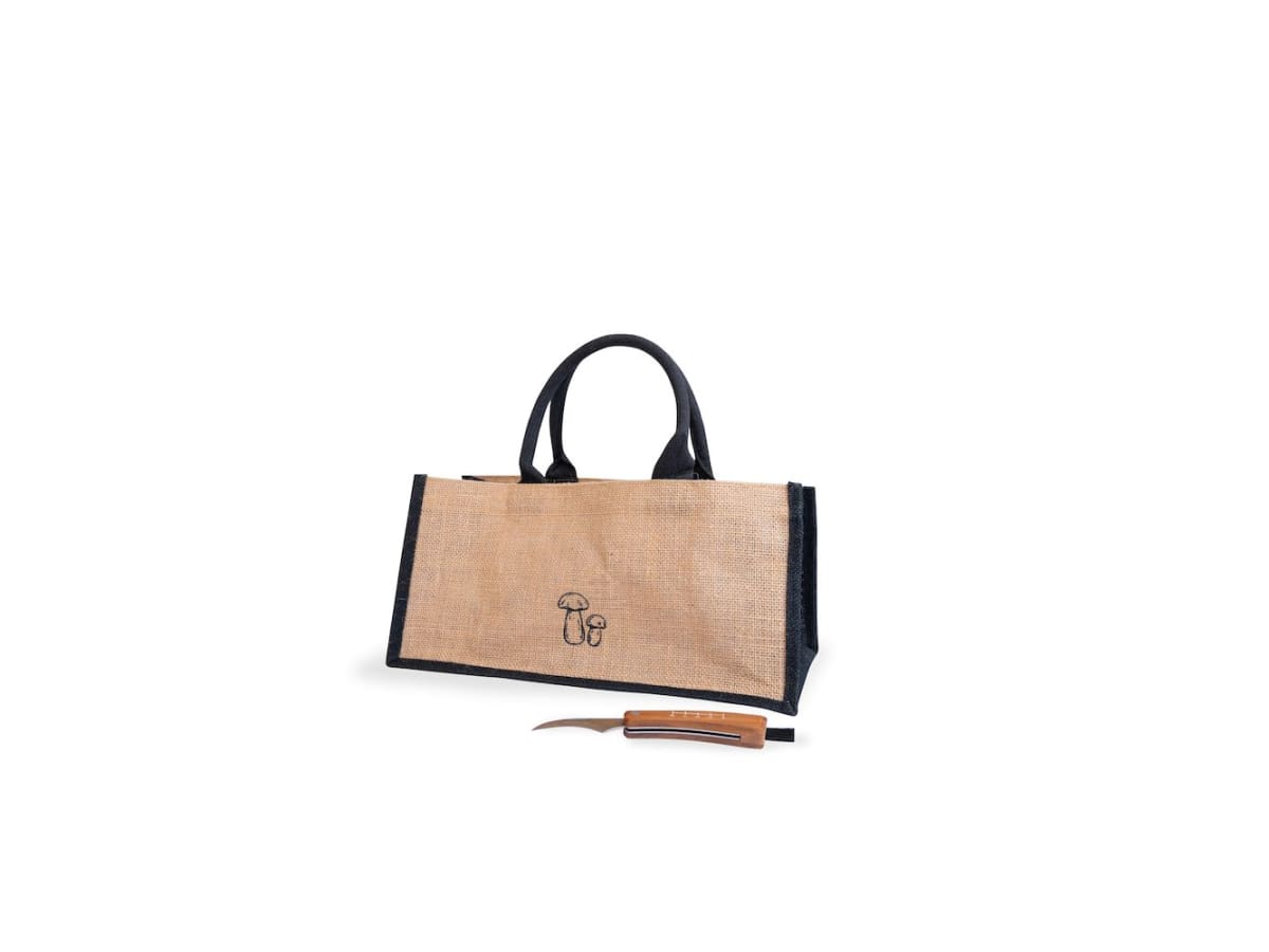 Karl-Johan väska med svampkniv, beige/svart