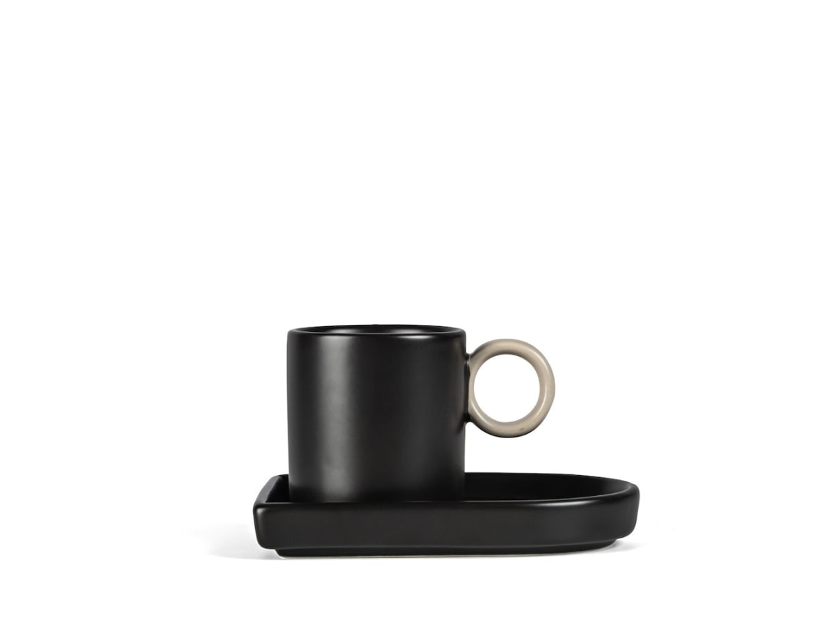 Espresso cup and plate Niki Black/beige