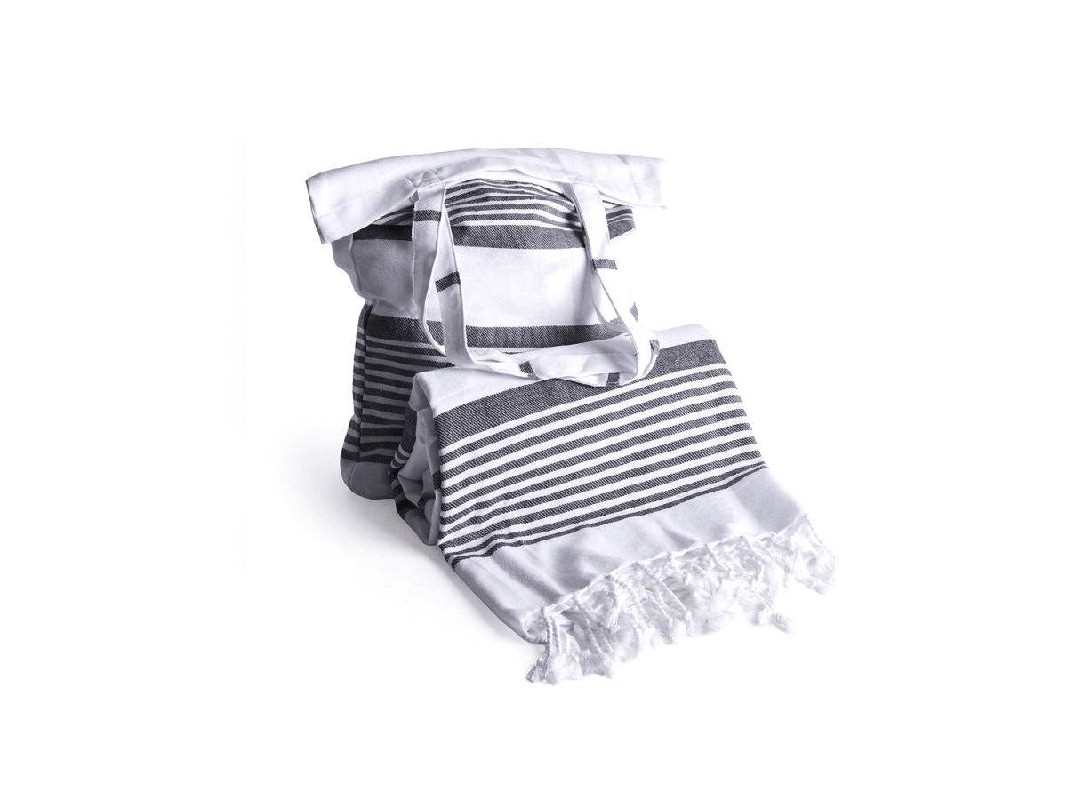 Hamamhandduk med tillhörande totebag från Maison Trique - Svart