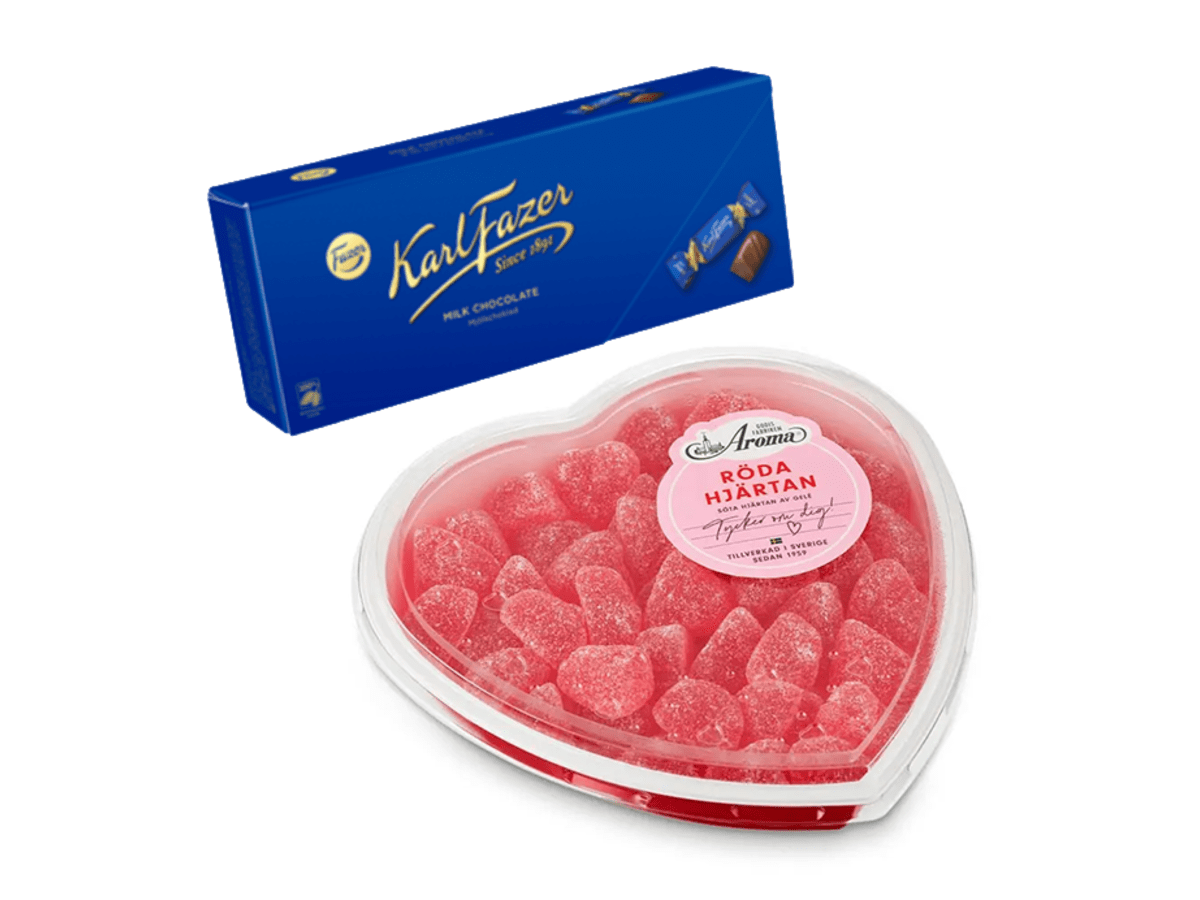 Karl Fazer Mjölkchokladpraliner & Röda  geléhjärtan
