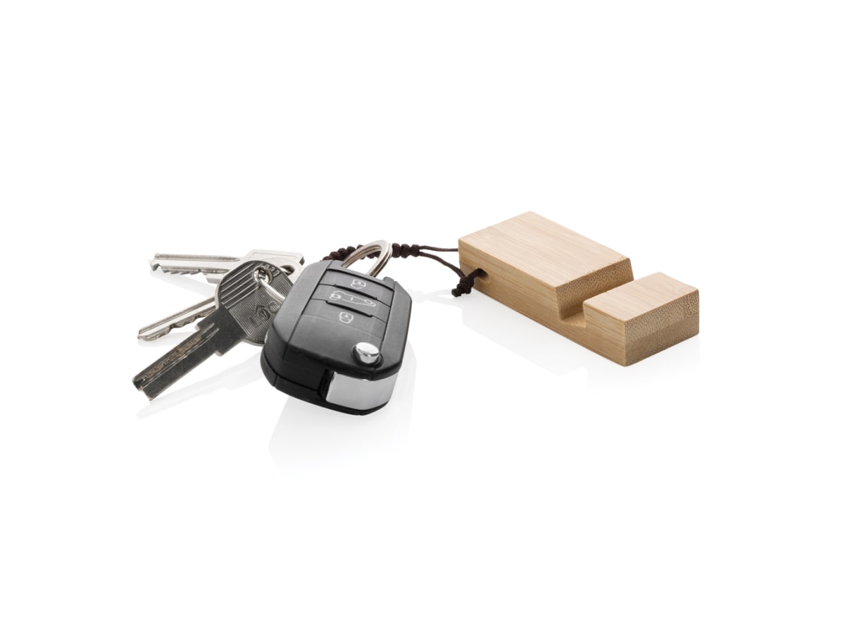 Standkey bambu nyckelring telefonstativ