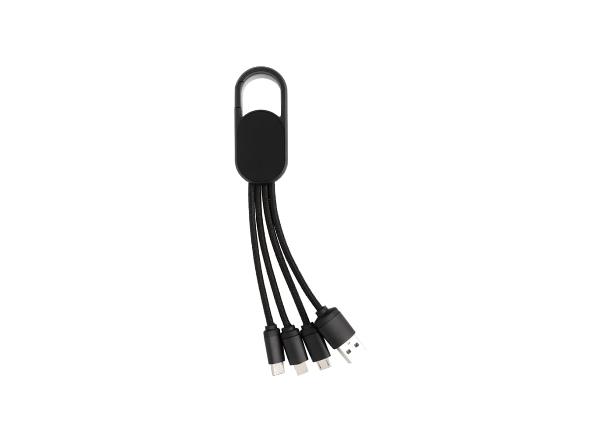 4-i-1 kabel med karbinclip