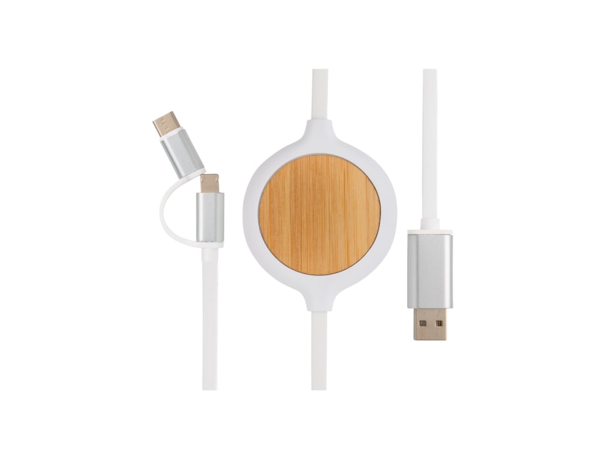 3-i-1 kabel med 5W bambu trådlös laddare