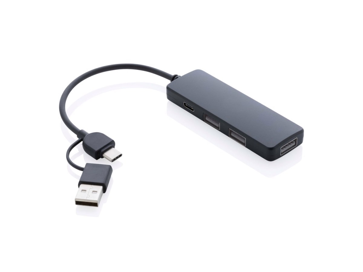 USB hub i RCS återvunnen plast med dubbel input
