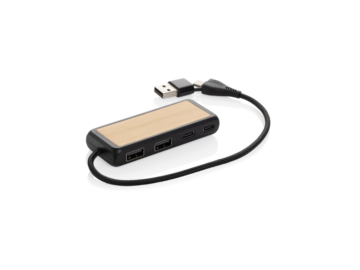 Link USB-hubb i RCS återvunnen plast och bambu
