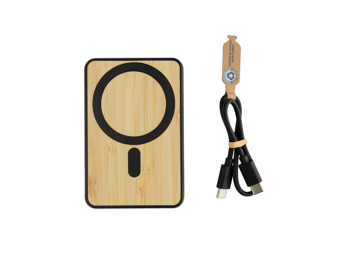 Zen RCS plast 5000 mah 5W magnetisk powerbank i bambu