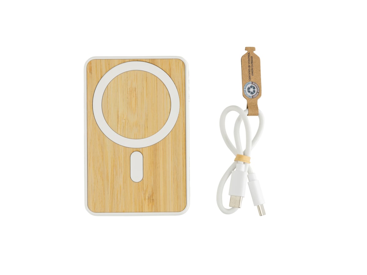 Zen RCS plast 5000 mah 5W magnetisk powerbank i bambu