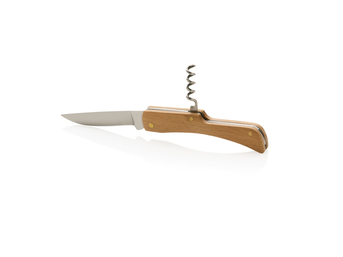 Kniv med flasköppnare i trä