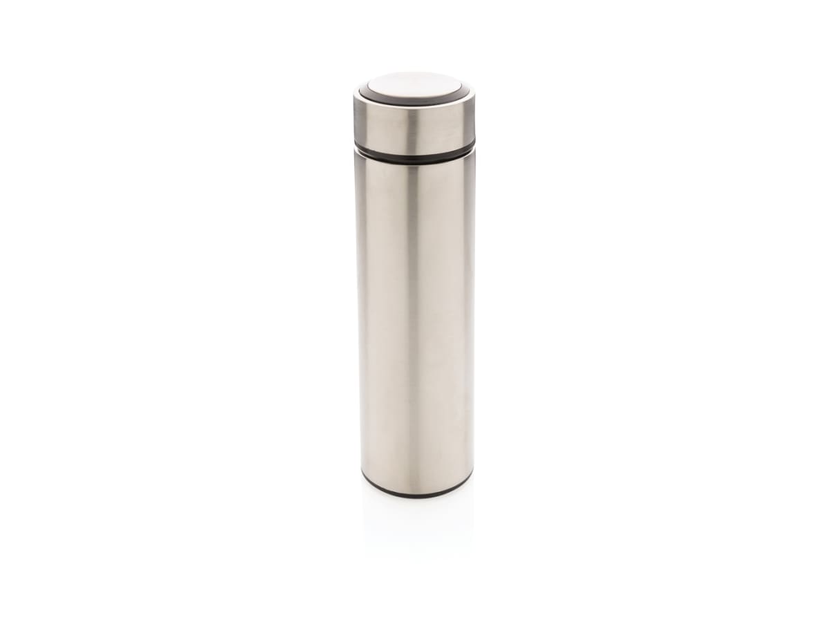 Vakuumflaska i stainless steel med lock i borstad metall