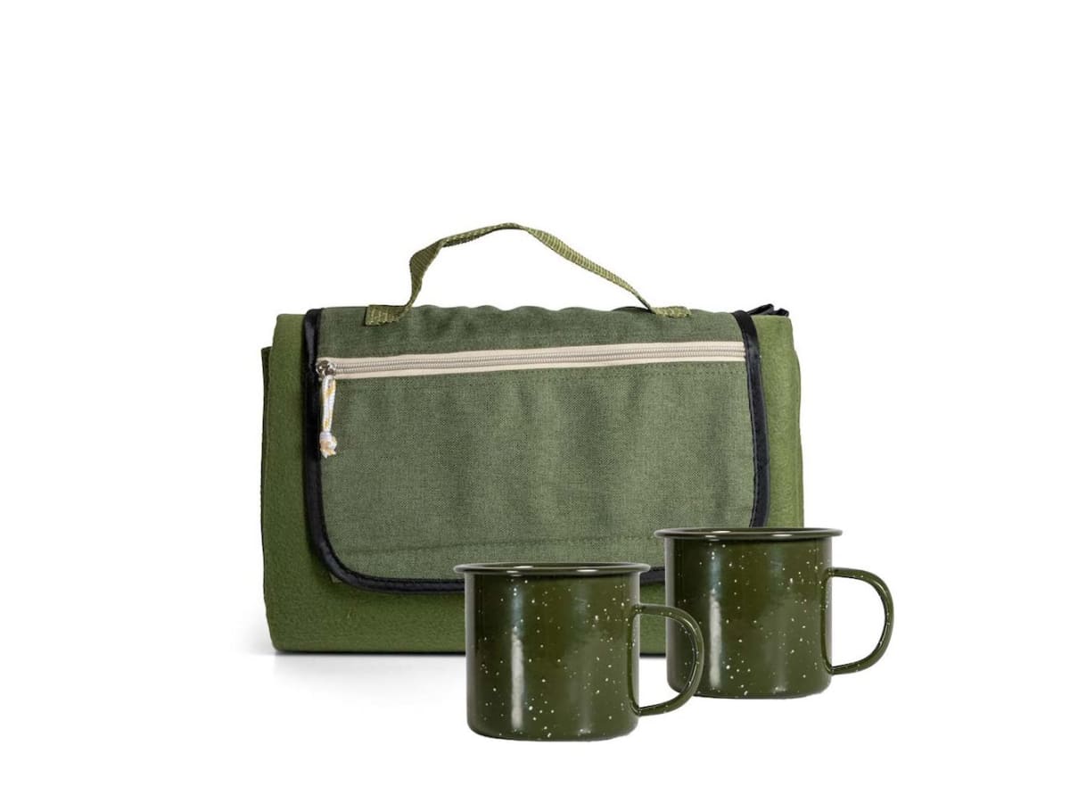 Emaljkoppar + picknickpläd