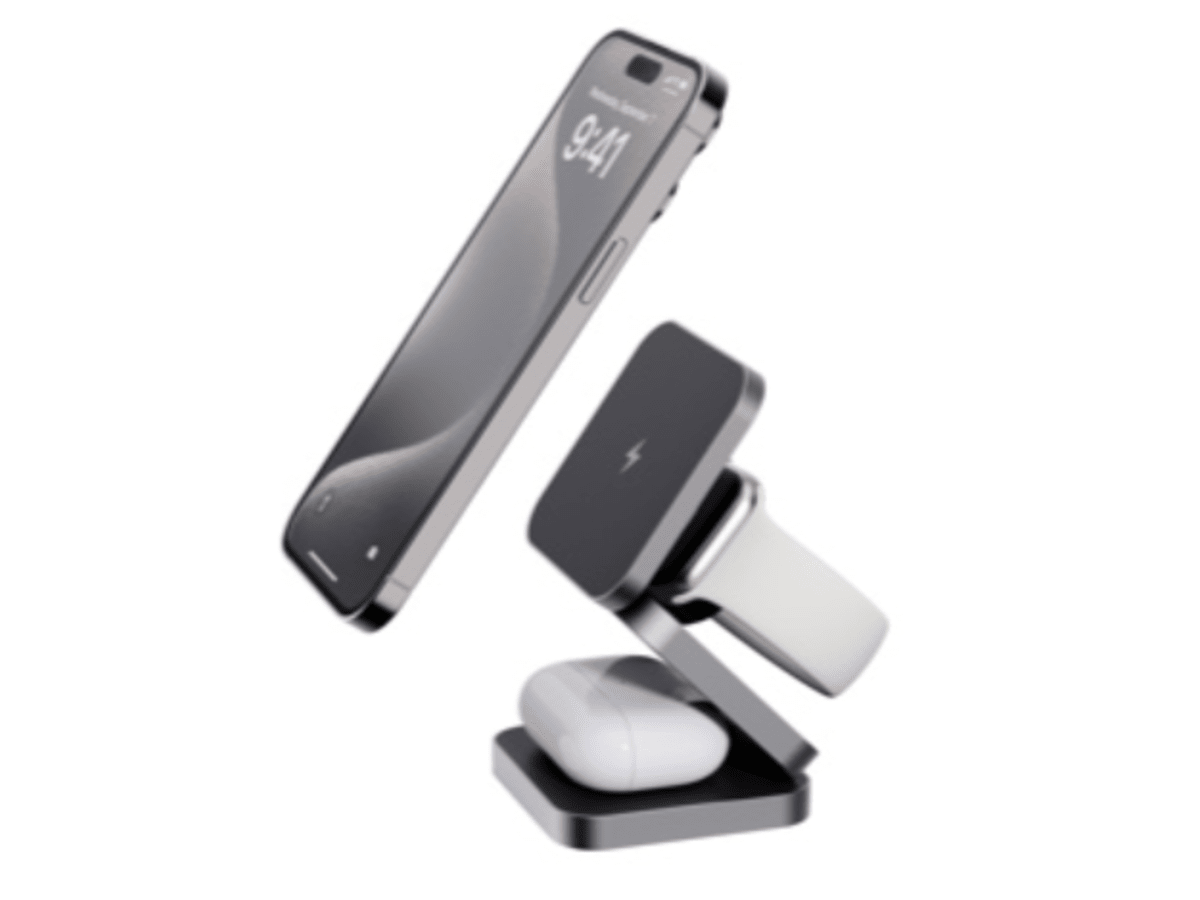 3 i 1 Vikbar laddare i RCS återvunnet aluminium, 15 w
