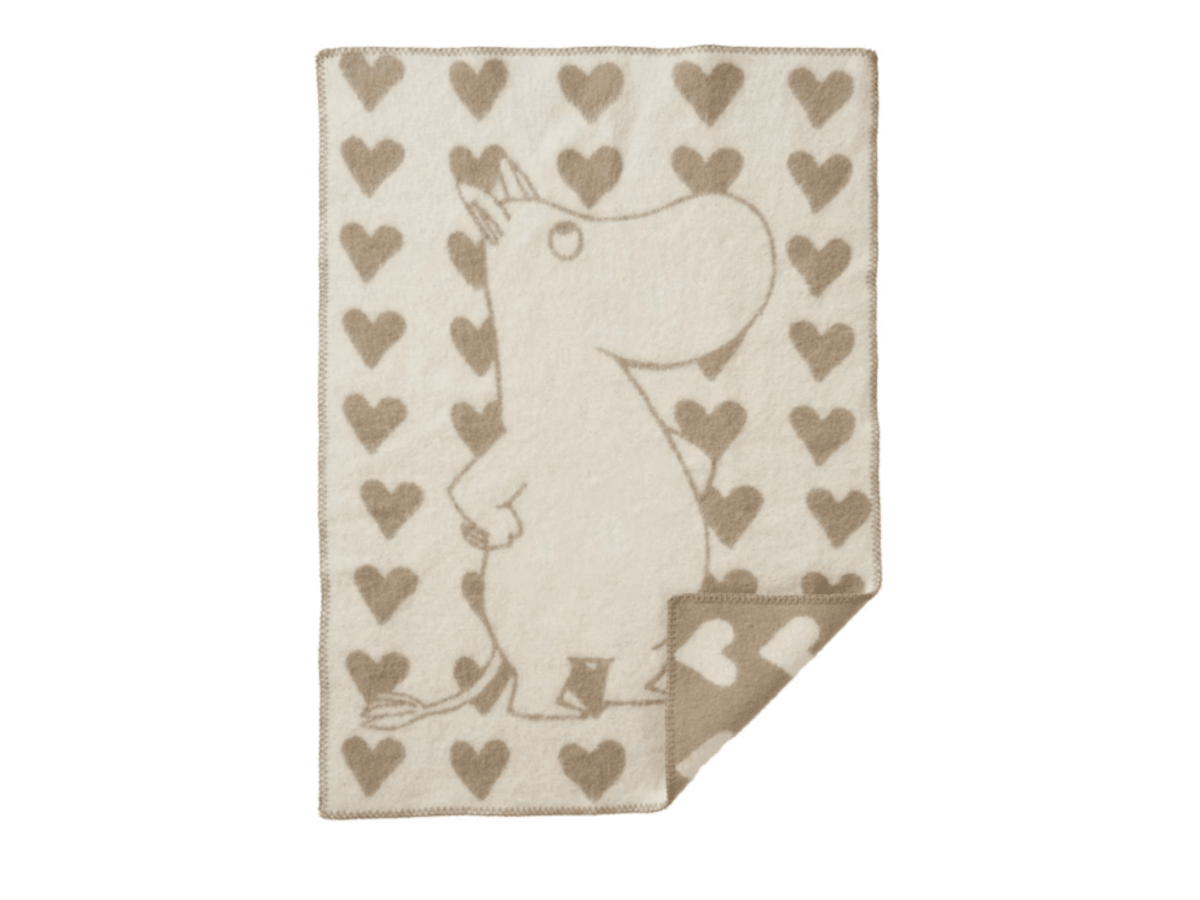 Moomin heart 100% lammull. 65x90 cm, taupe
