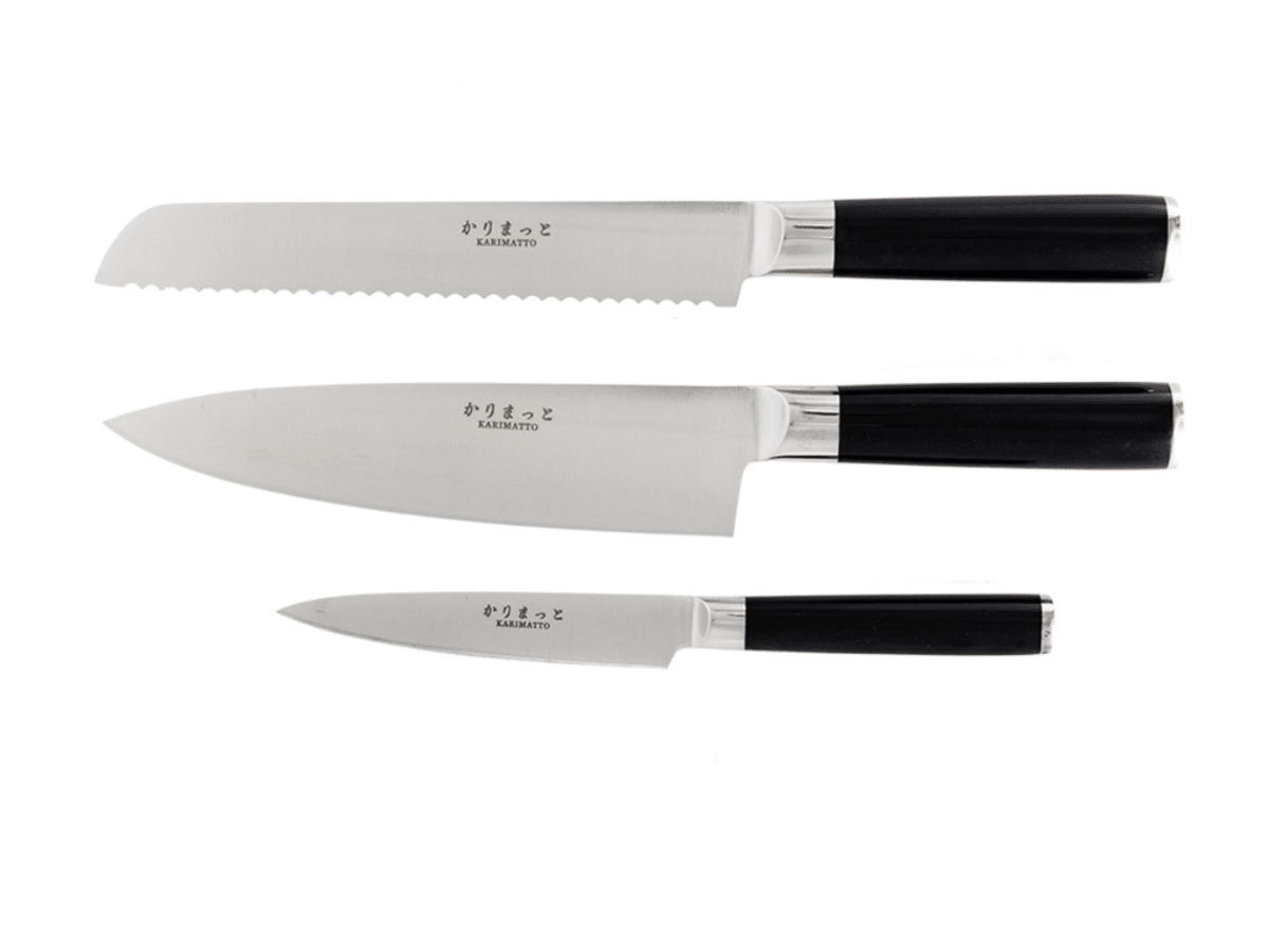 Knivset med - Allkniv 12 cm, Kockkniv 20 cm, Brödkniv 20 cm