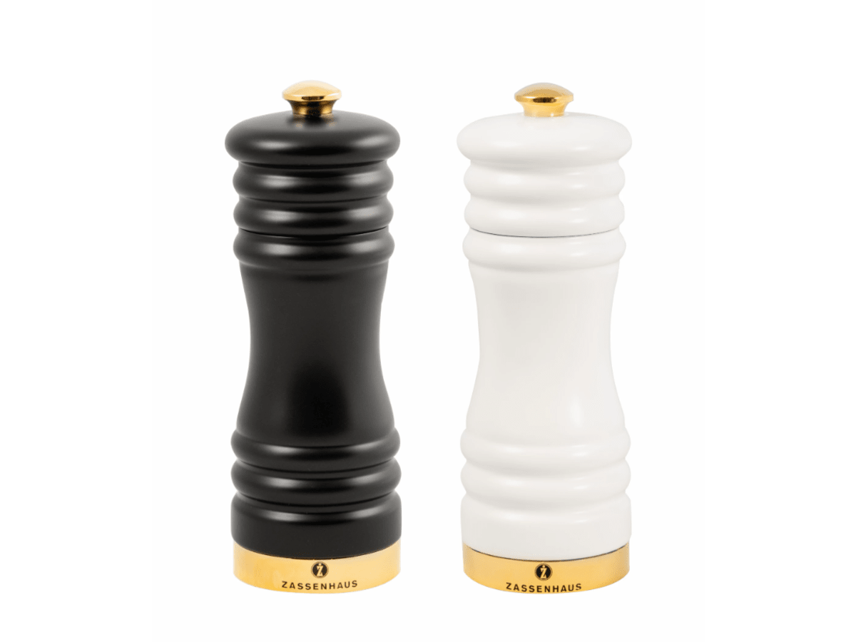 Set saltkvarn & pepparkvarn 15 cm, matt/guld