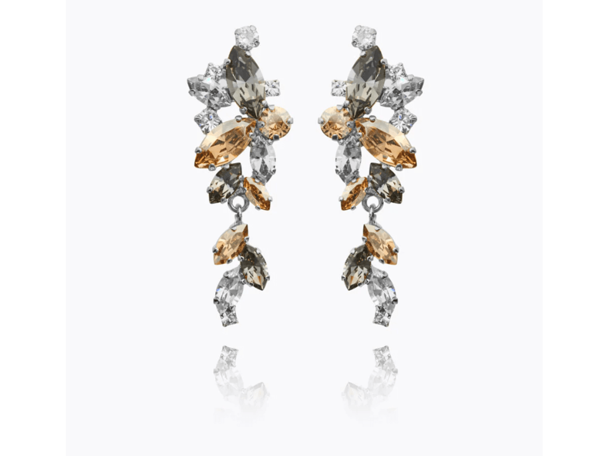 Jannice Earrings / Black Golden Combo rhodium