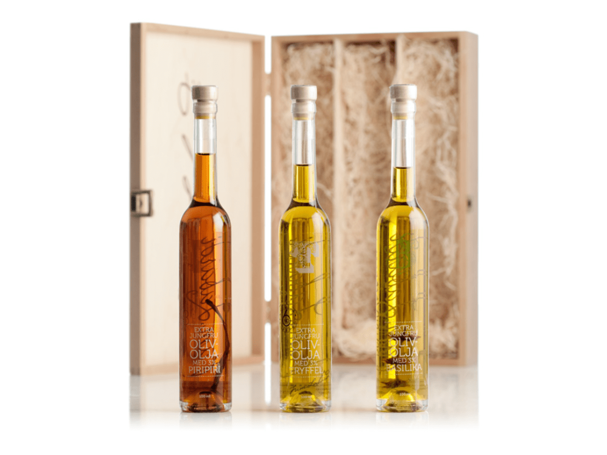 Italienska olivoljor i exklusiv trälåda