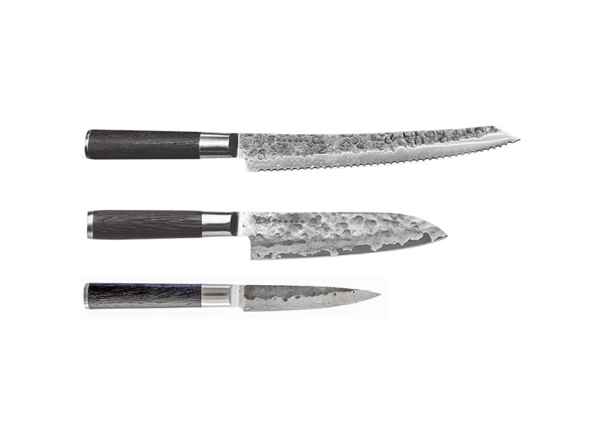 Satake Kuro Knivset 3 delar Brödsåg, Santoku, Petty