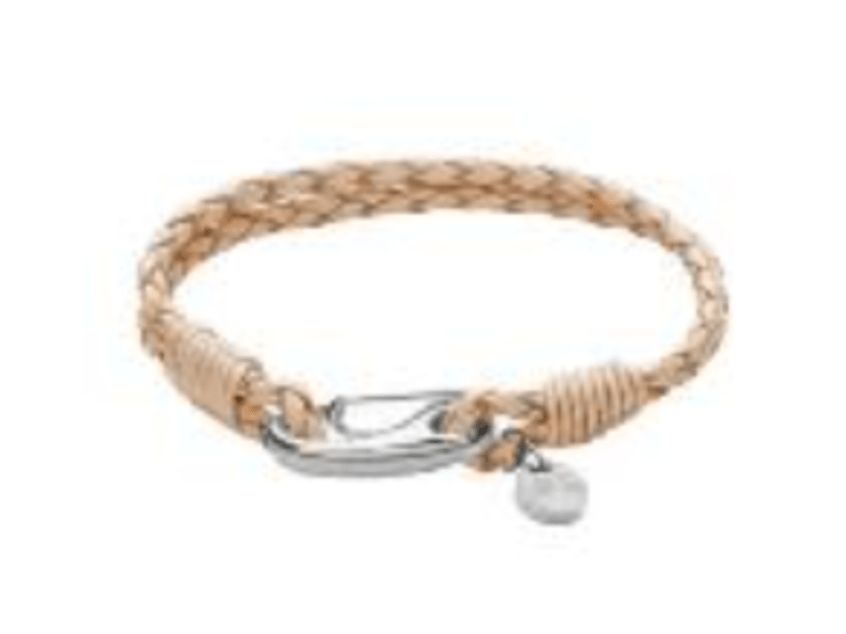 Armband Flätad Dubbel, Mocka Beige