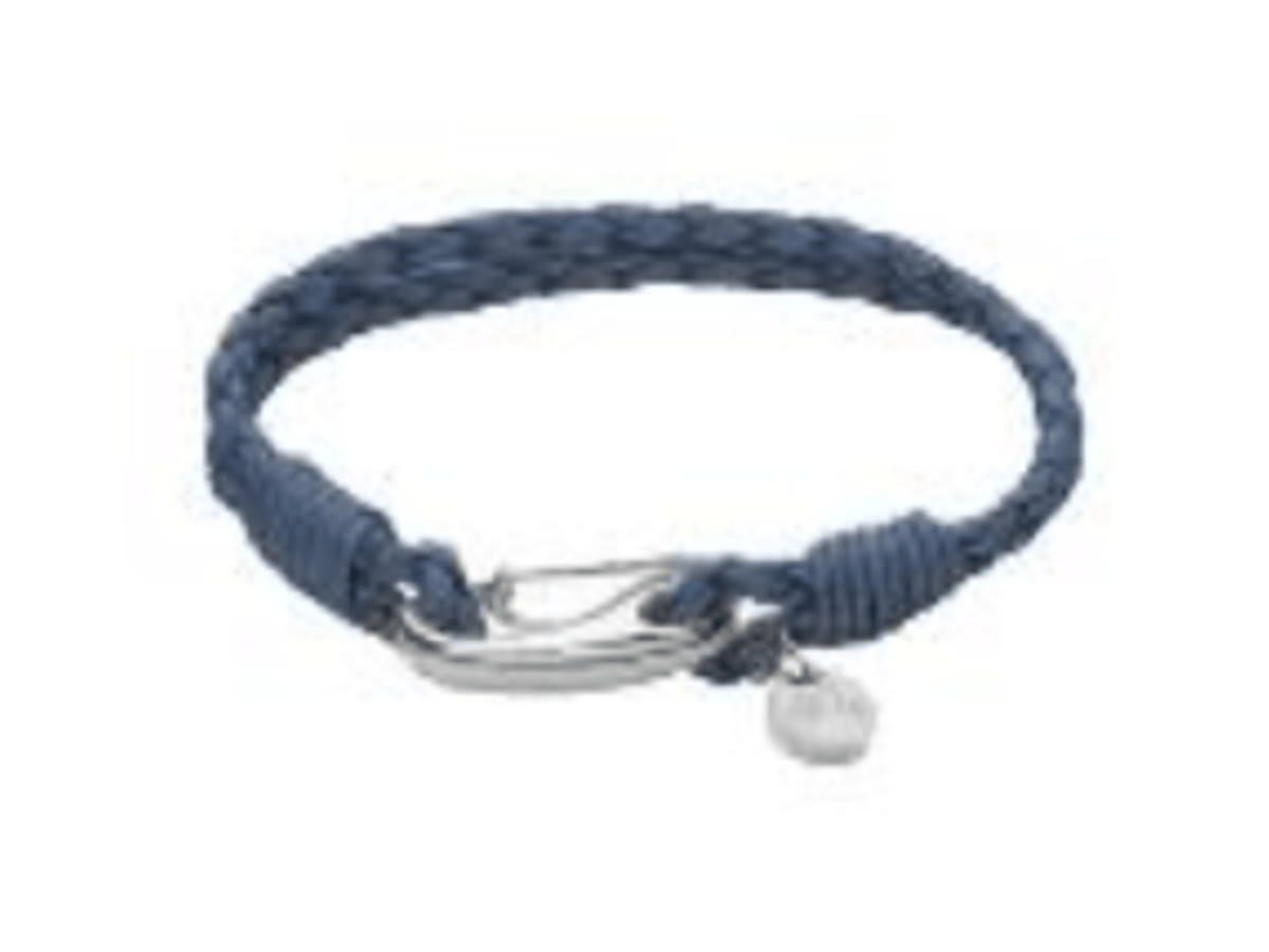 Armband Flätad Dubbel, Mocka Blå