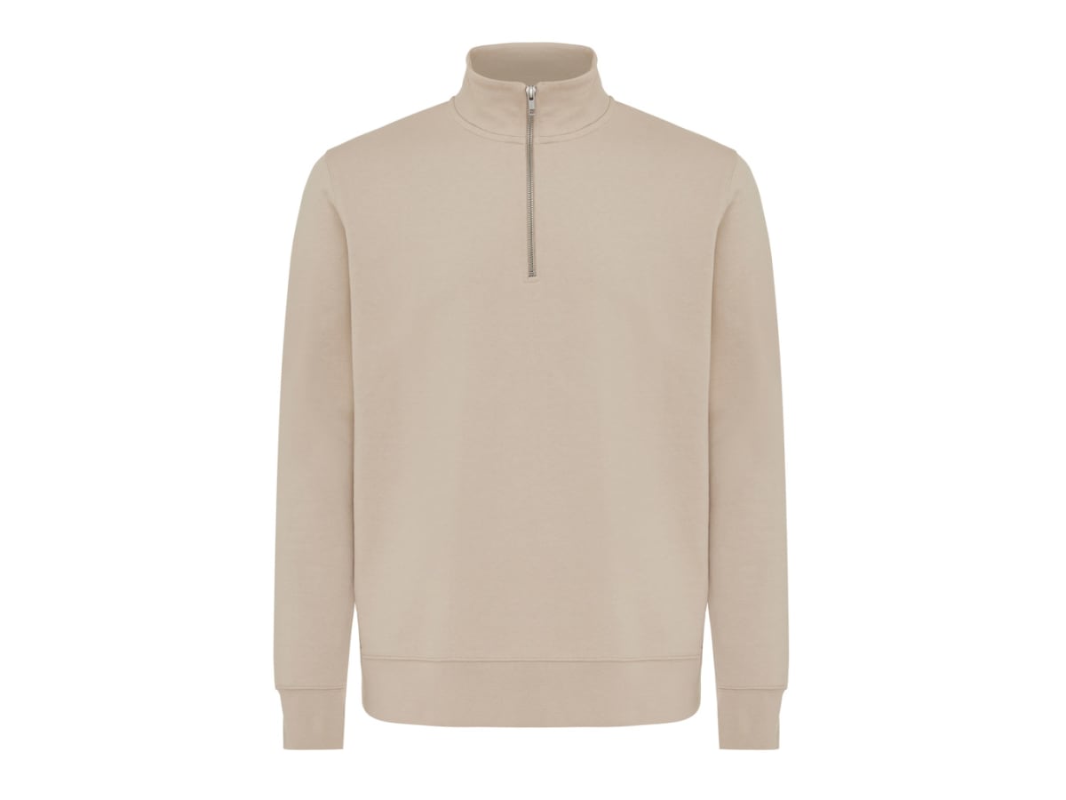 IQONIQ Elgon tröja i återvunnen bomull med kvartslång dragkedja