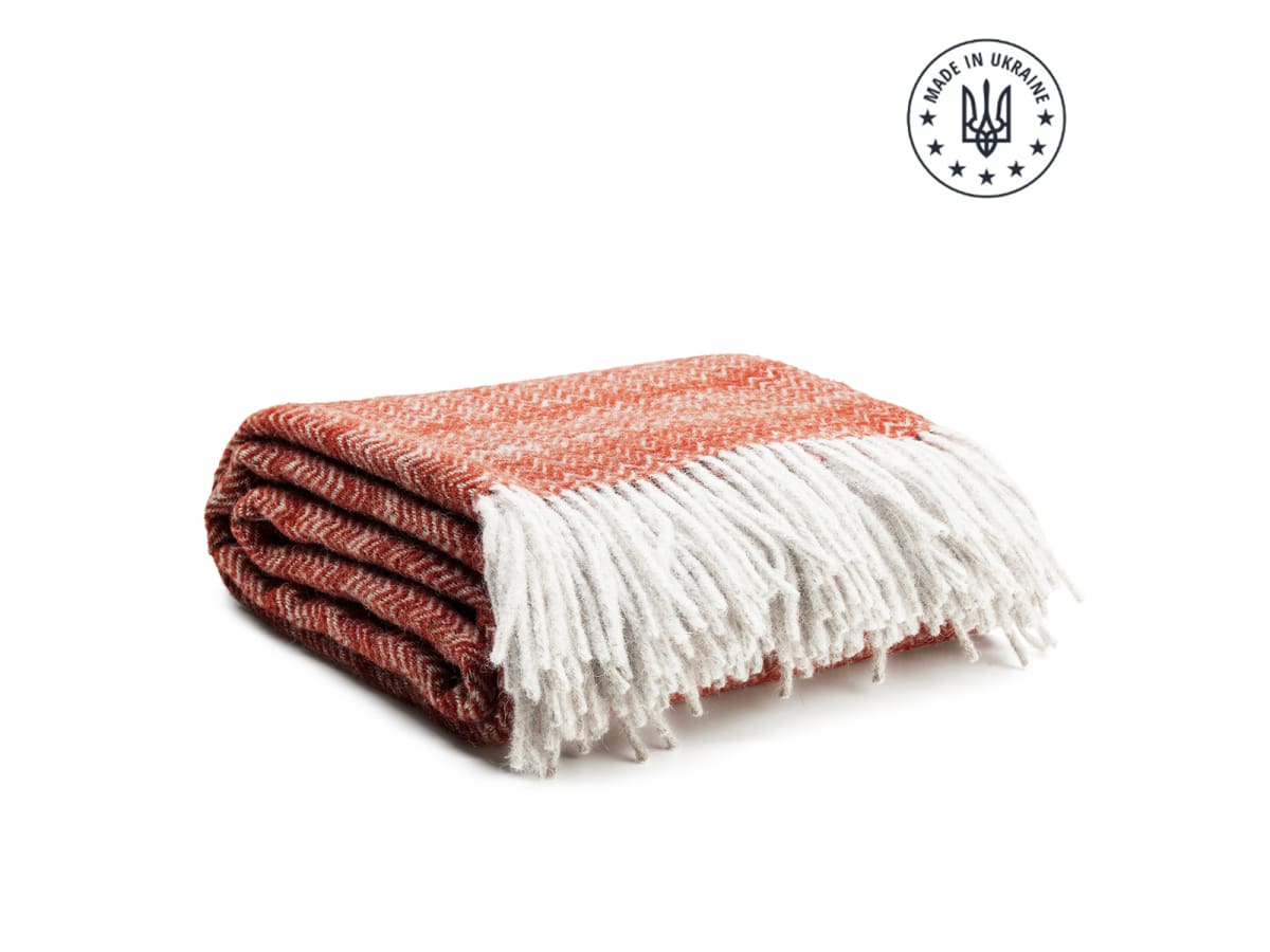 Ullpläd med fiskbensmönster