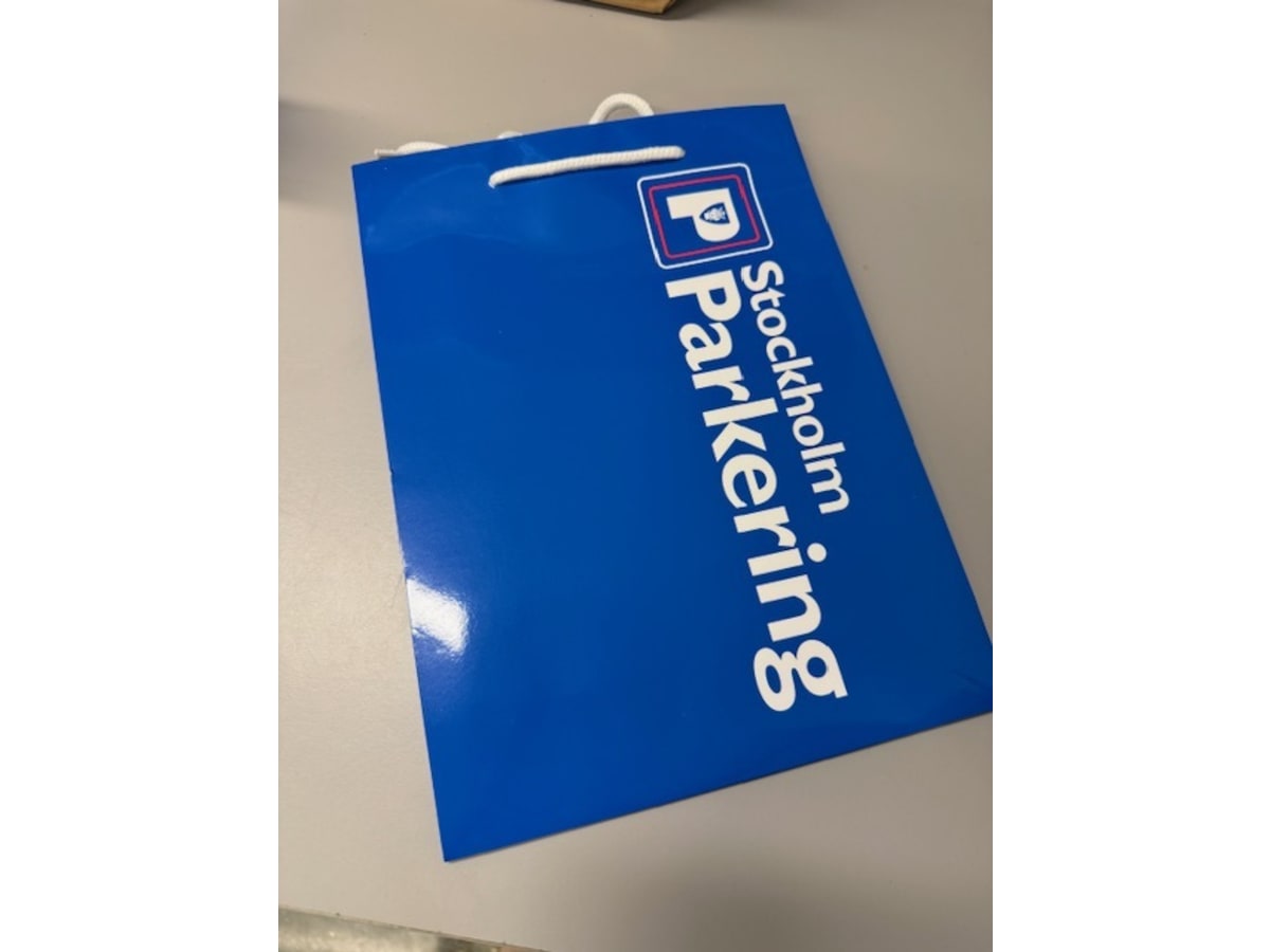 Glansig presentpåse med snörhandtag