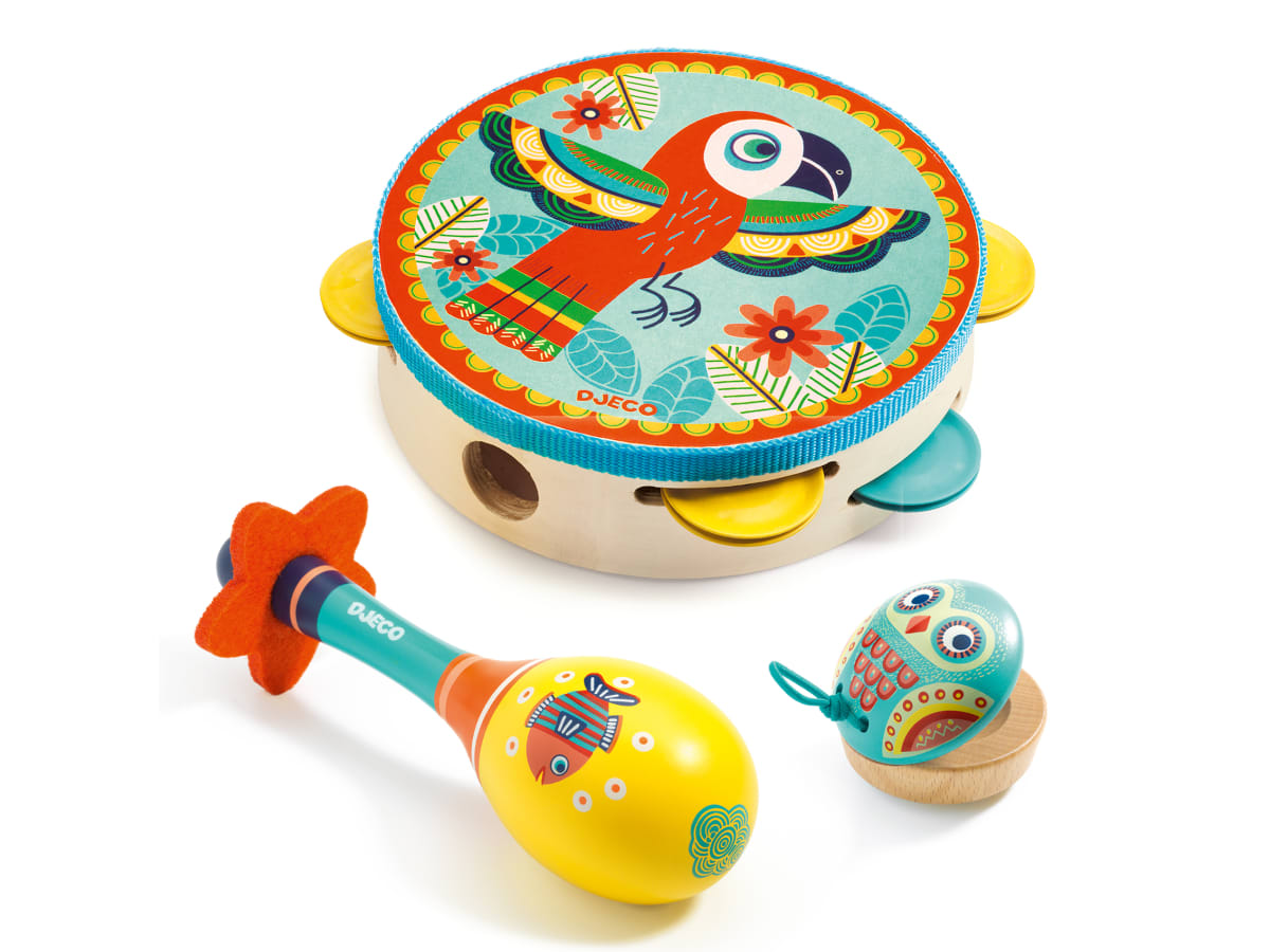 3 olika musik instrument