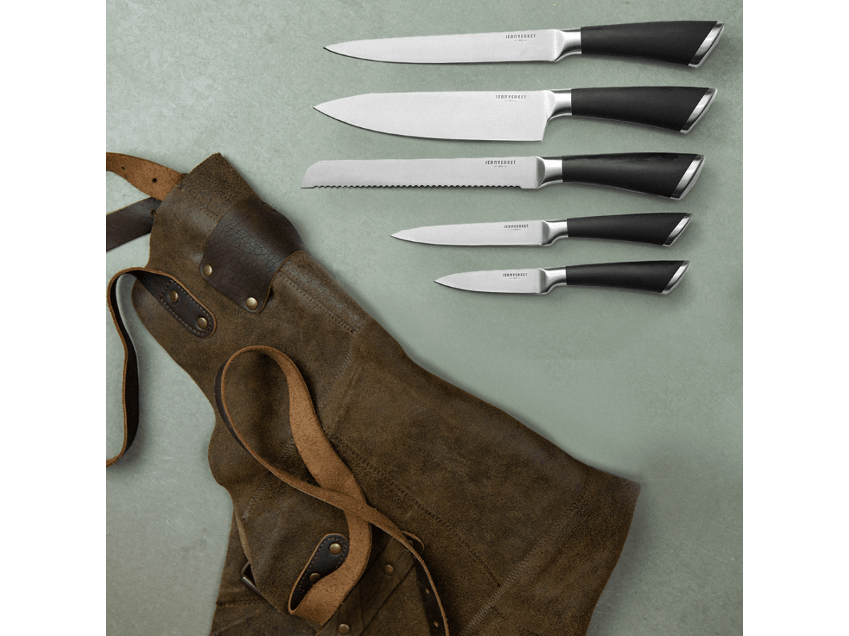 Knivset & skinnförkläde
