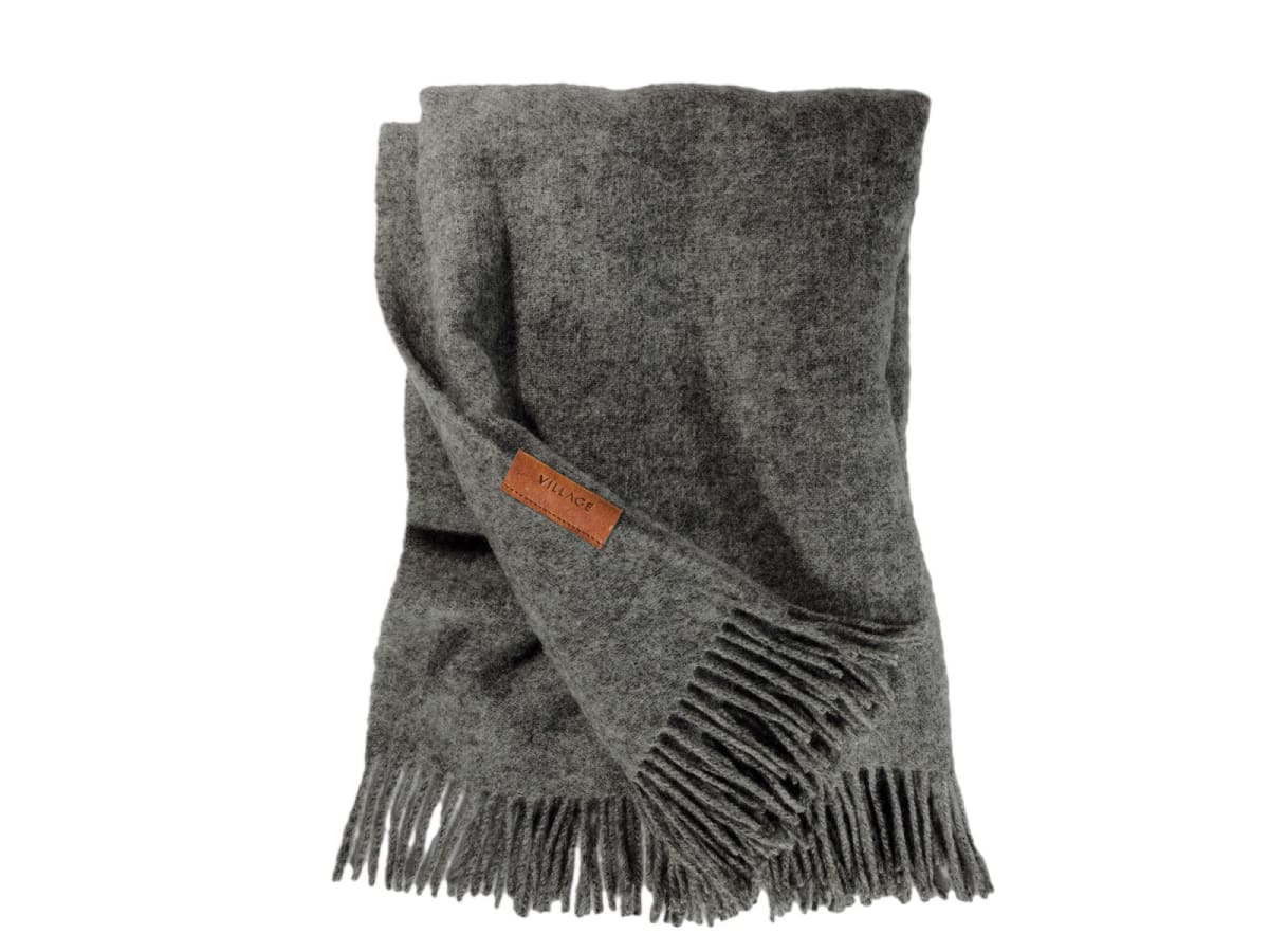 VILLAGE WOOL BLANKET HEMSE DARK GREY