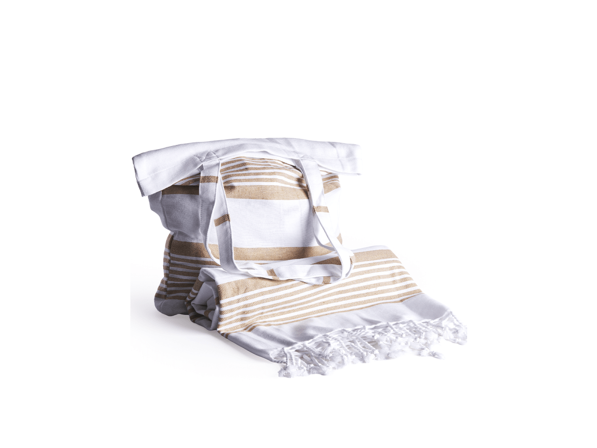 Hamamhandduk med tillhörande totebag från Maison Trique - Grön