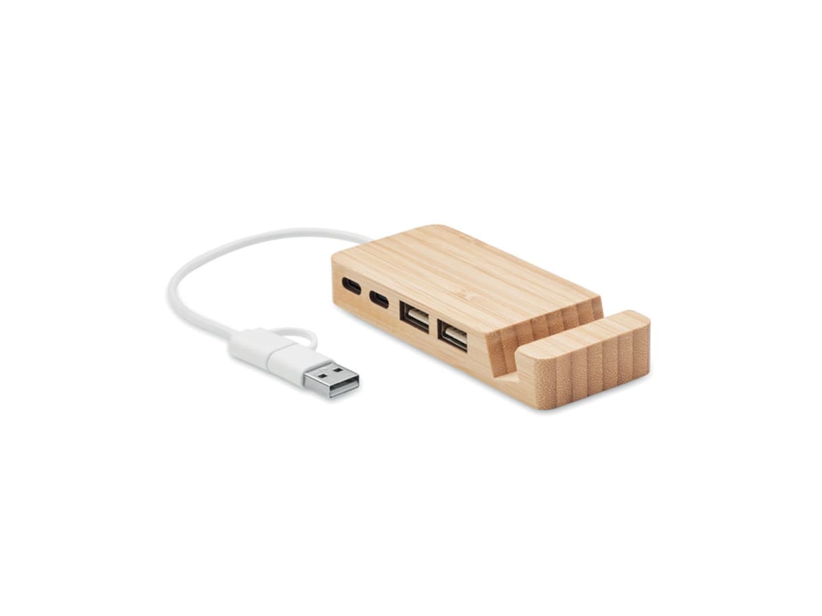 USB-hubb med 4 portar i bambu